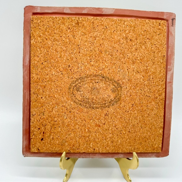 Mackenzie Childs Pottery Aurora Pattern Square Tile Trivet Cork Vintage - Picture 6 of 11